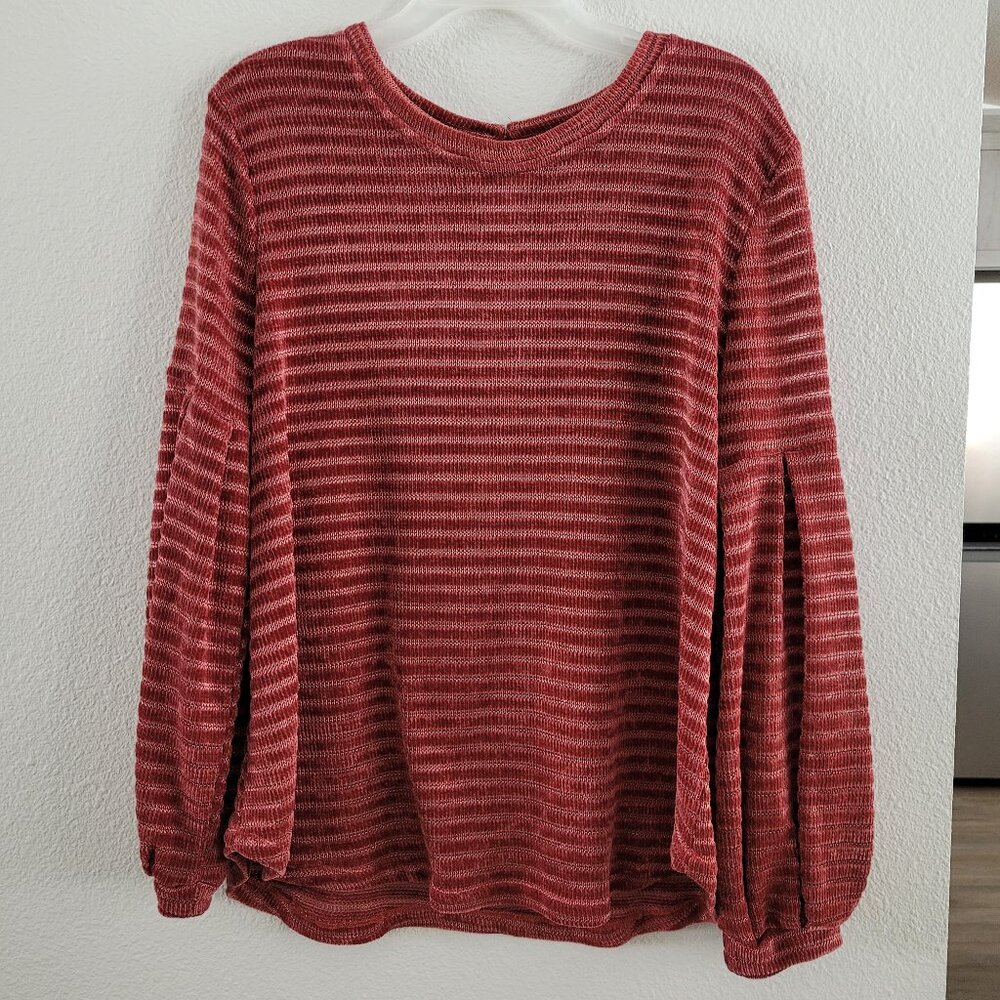 Hannah Red Striped Long Sleeve Top